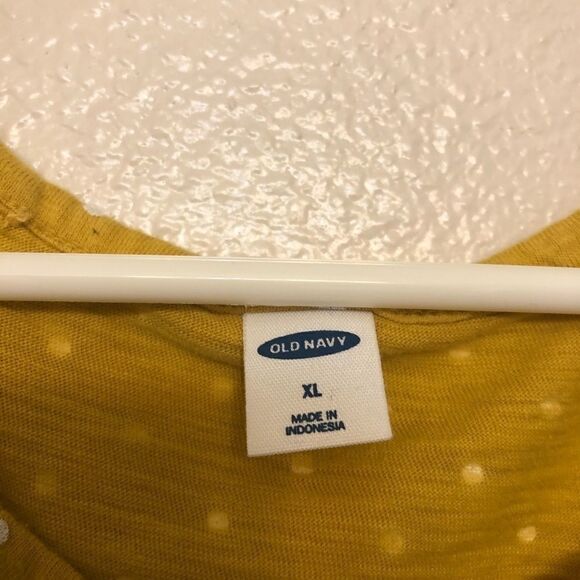 Old navy tie front mustard marigold yellow polka dot top front tie t shirt XL - Picture 3 of 9
